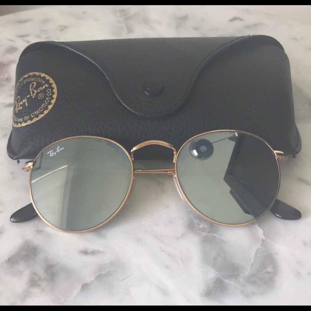 Ray ban round silver blue sunglasses
